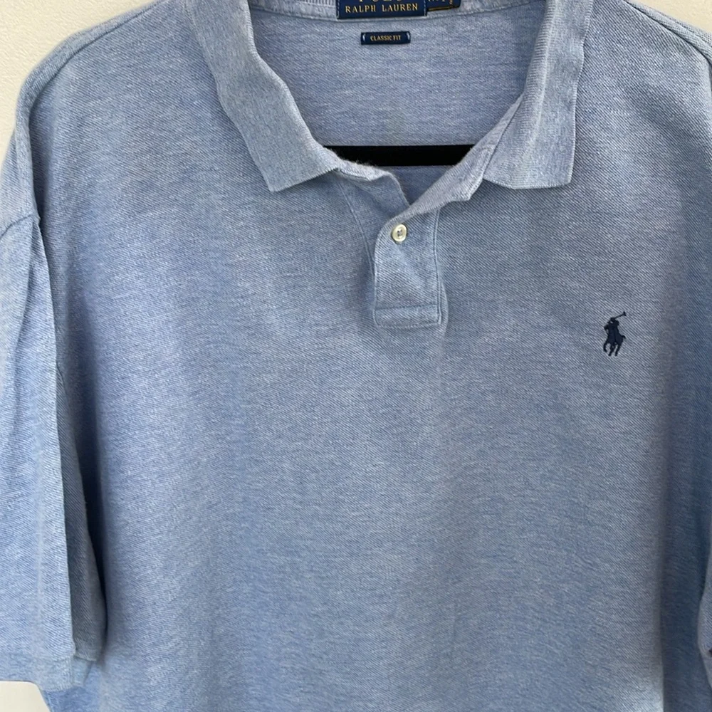 Men’s Polo Ralph Lauren blue classic pique cotton preppy academia polo shirt